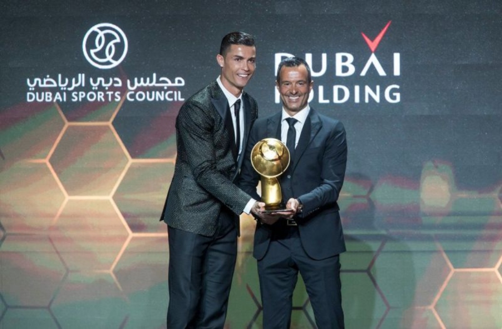 Cristiano Ronaldo e Jorge Mendes vencem prêmio de melhor de 2018 no Globe Soccer Awards