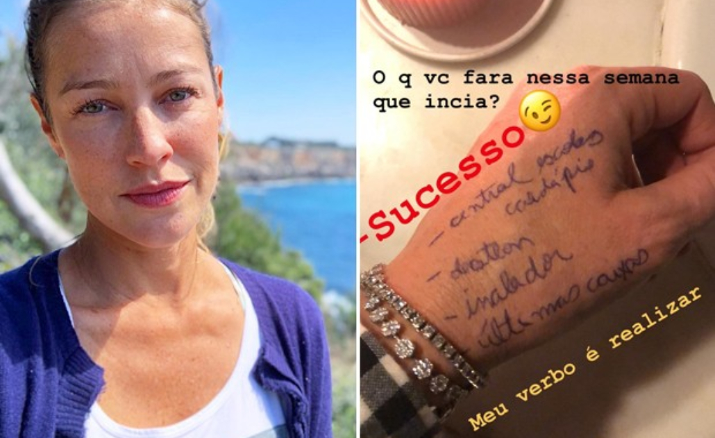 Ainda se adaptando em Portugal, Luana Piovani escreve na mão suas pendências